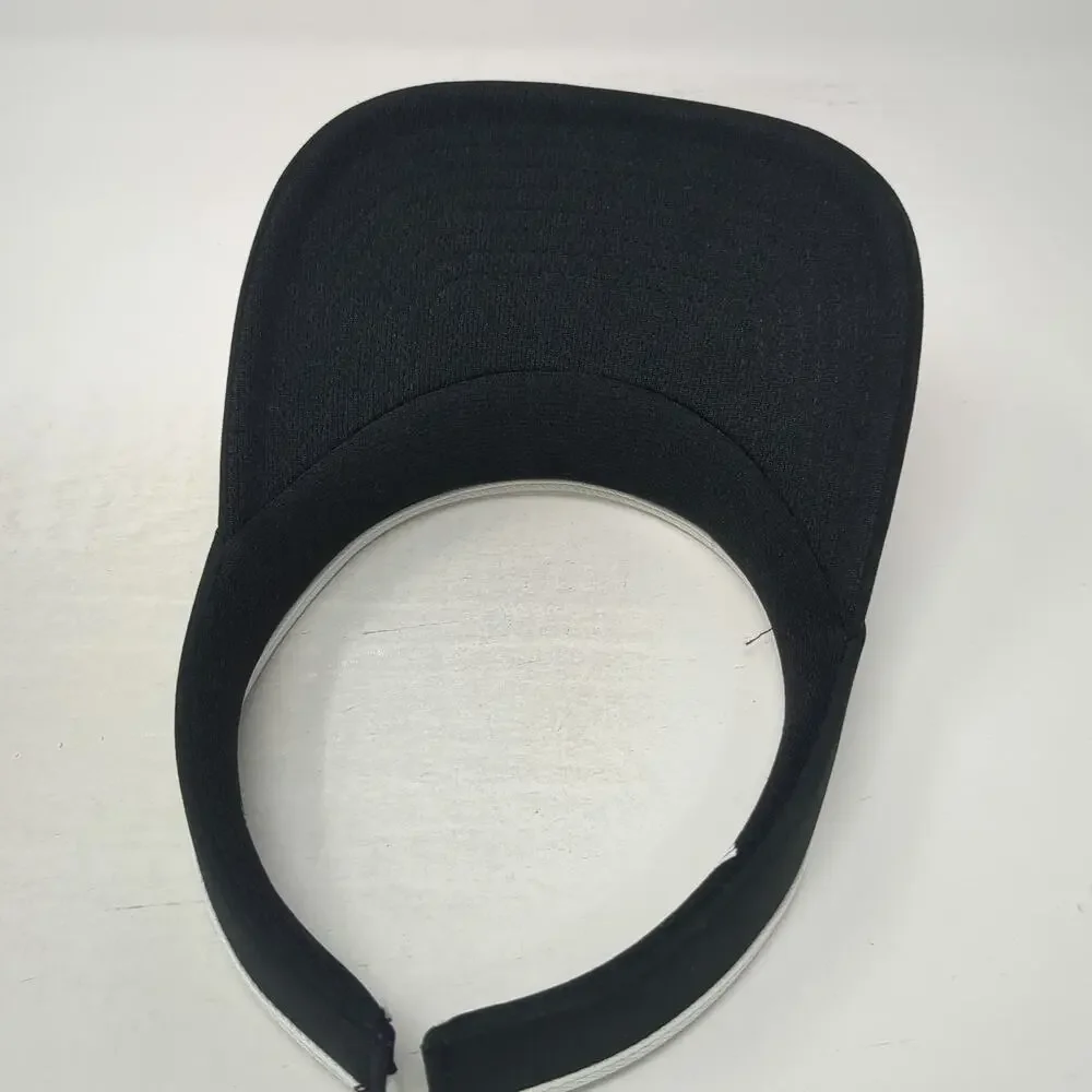 Adidas Visor Black One Size Hat Embroidered Logo Recycled Poly Spandex Tennis